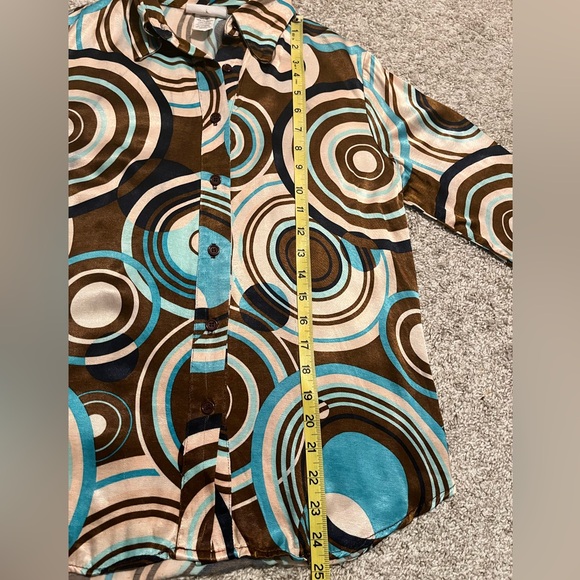 Vintage CARABELLA Collection Psychedelic 70’s style Disco Button-Up Blouse - Picture 4 of 12